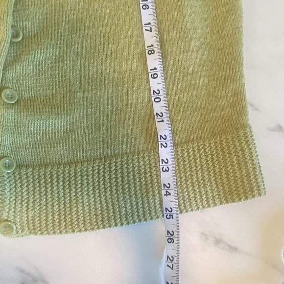 VTG Tiara International Sweater Women L Green Fair Isle Full Button Cotton Blend - Picture 9 of 9